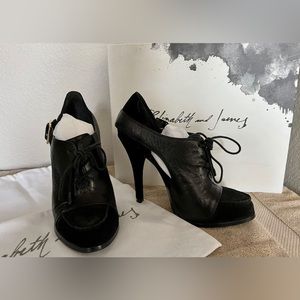 Elizabeth and James E-Casi Black Leather Heels Size 8